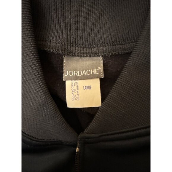 Vintage Jordache Mens Black Full-Zip Track Jacket W/ Striped Detail Size Large L - Picture 2 of 6